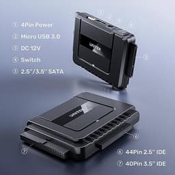 Harde schijf adapter - Externe lezer - Bestanden overzetten - Dubbele interface - 2.5/3.5 inch - Zwart — thumbnail 5