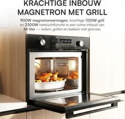Inbouw Magnetronoven - Magnetron Grill Convectie - Snel Eten Bereiden - Digitale Touch Bediening - 34 Liter - Zwart — thumbnail 4