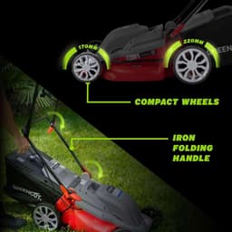 Elektrische Grasmaaier - Grasmaaier Elektrisch - Gazon Onderhouden - Zes Maaihoogtes - 44 cm Maaibreedte - Groen — thumbnail 3