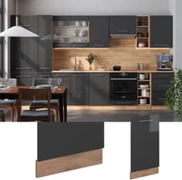 Vaatwasserpaneel - Keukenfront - Keuken opknappen - Soft-close scharnieren - 45 cm breed - Antraciet hoogglans — thumbnail 3