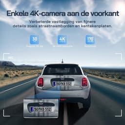 Dashcam voor auto - Zwart - 4K Ultra HD - Met Achtercamera en Nachtzicht - Voor Veilig Rijden — thumbnail 4