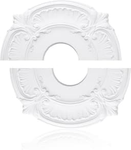 Decoratief Plafondmedaillon voor Verlichting en Plafondventilator - Witte PU Kap — thumbnail 1