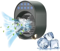 Oplaadbare USB-airco / Draagbare aircoventilator / Verdampingskoeler voor kantoor / Stille bureau-airco met verlichting in 7 kleuren & 3 snelheden / Luchtbevochtiger & vernevelaar voor thuis — thumbnail 1
