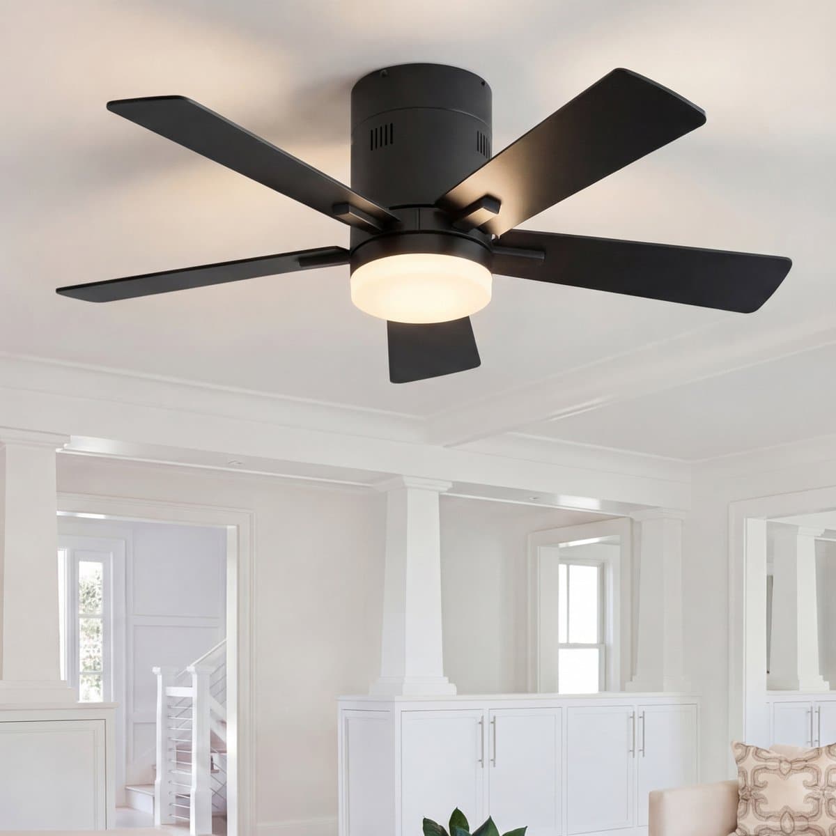 Plafondventilator met Lamp Zwart – Stille Ventilator met 6 Snelheden & Afstandsbediening — afbeelding 1