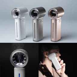 Draagbare ventilator met turbinestraal 13 m/s, 199 RPM, digitaal display Geschikt voor koele mist, USB-C - Wit — thumbnail 2
