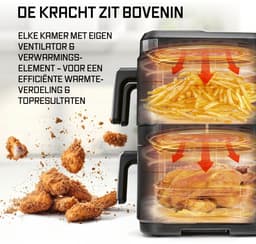 GOURMETmaxx FryUp3 Verticale heteluchtfriteuse, 3 kamers, heteluchtfriteuse XXL, 17 liter, airfryer met multi-colour inklapbaar touchdisplay, Air Fryer friteuse voor 12 personen, 12 — thumbnail 2
