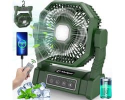 Solvix tafel ventilator geluidloos - Draagbare Tentventilator - Oplaadbaar - LED Lamp met Afstandsbediening - 4 Windsnelheden - Voor Buitenactiviteiten — afbeelding 1