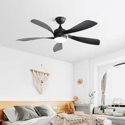 132 cm plafondventilator met LED-verlichting — 3 dimbare lichtkleuren, geheugenfunctie, 6 snelheden, stille DC-motor met zomer- en wintermodus (omgekeerde draairichting), timer (1/4/8 uur) — thumbnail 4
