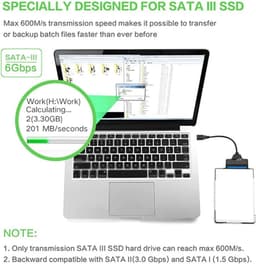 SATA naar USB Adapter - Harde Schijf Kabel - Externe Opslag - Ondersteunt UASP - 2.5 Inch - Zwart — thumbnail 3