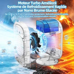 Draagbare mobiele airconditioner, 4-in-1 mini-luchtkoeler, stil, 3 snelheden, 300 ml, USB, vernevelingsventilator, mini-airconditioner voor kantoor, slaapkamer, auto, camping (wit) — thumbnail 2