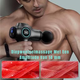 QIN® Massage Gun - Massage Pistool - Massage Gun Professioneel - Massage-gun - Grijs - 5cm x 3cm x 8cm — thumbnail 4