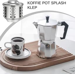 Koffiezet Spatscherm - Anti-spatdeksel Mokkapot - Net Koffie Zetten - Roestvrij Staal - Compact Formaat - Zilverkleurig — thumbnail 5
