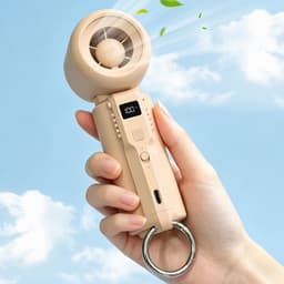 Draagbare Mini Ventilator - USB Oplaadbaar - 5 Snelheden - LED Display - Met Ophangring - Voor Hand, Bureau, Reizen, Concerten & Outdoor — thumbnail 1