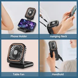 180° Opvouwbare Ventilator - 1 stuk - 167×80×19mm - Drie windsnelheden - 3000mAh batterij - Kan als powerbank gebruikt worden - Mini elektrische handventilator - Geschikt voor op reis, op kantoor en op vakantie - Zwart — thumbnail 4