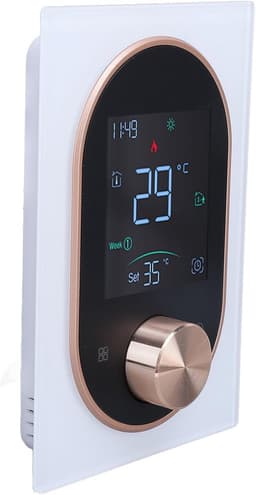 Slimme Thermostaat - Programmeerbaar Display - Comfort Regelen - App en Stembediening - 86x86mm Inbouw - Wit — thumbnail 1