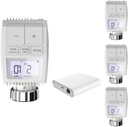 Thermostaatkoppen Set - Slimme Regelaars - Verwarming Beheren - Zigbee Ethernet Gateway - 4 Stuks - Wit — thumbnail 1