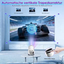 SnelShoppen - Mini-beamer, Draagbare 4K 1080P Thuisbioscoopprojector met WiFi 6, Bluetooth 5.2, Automatische Trapeziumcorrectie, 180° Rotatie, 1000+ L — thumbnail 3
