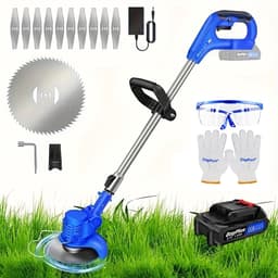 Metal Blade Accu-Grasmaaier Lichtgewicht Grasmaaiers Met 10 Metalen Messen, 2 Zaagschijven, 1 Set Accu, Snijdiameter Van 15 cm Voor Gazon en Tuin — thumbnail 1