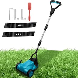 Accu Grasmaaier - Kleine Grasmaaier - Gazon Onderhoud - Borstelmotor - 21 cm Snijbreedte - Blauw — thumbnail 1