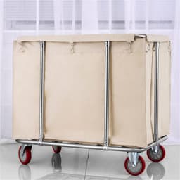 Wasmand met Wielen - Linnenwagen Vuile Kleding - Opslag en Transport - Afneembare Waterdichte Tas - 400 Liter Capaciteit - Beige — thumbnail 3