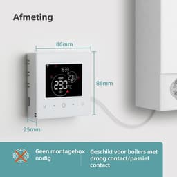 Slimme Thermostaat WiFi – Programmeerbaar – App & Spraakbediening – Werkt op 3 AA Batterijen – Voor CV Ketel — thumbnail 3