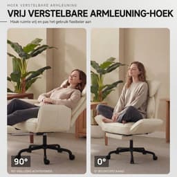 Dowinx - Gamestoel - Gamestoelen - Verstelbare Gamingstoel - Ergonomische Bureaustoel - Grote Bureaustoel - Game stoelen - Bureaustoel pocketvering - Game bureaustoel - chair - PU - Wit — thumbnail 5