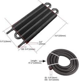 Oliekoeler Transmissie - Radiator Kit - Motorolie Koelen - Verbetert Koelefficiëntie - 6 Rij - Zwart — thumbnail 5