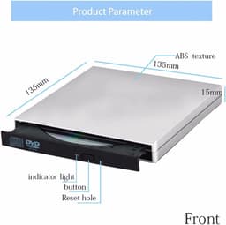 Externe DVD CD Brander - Draagbare Drive - Bestanden Archiveren - USB 2.0 Connectie - 15 cm - Zilver — thumbnail 4