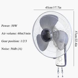 Wandventilator - Muurventilator - Ruimte Koelen - 3 Snelheden - 45 cm - Rood — thumbnail 4
