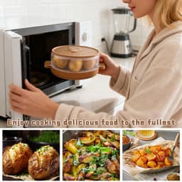 SnelShoppen - Stoomkoker Magnetron met Stoomventiel – BPA-vrije Aardappelkoker voor Ovenaardappelen in de Magnetron Bereiden – Vaatwasmachinebestendig — thumbnail 5