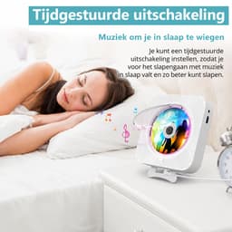 Bluetooth CD Speler voor Keuken, Slaapkamer en Woonkamer – Draagbare CD Speler met FM-radio en Ingebouwde Luidsprekers – Monteerbaar aan de muur en op tafel – Wit — thumbnail 3