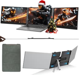 Portable Monitor - 1080p Laptop Met Dubbel Scherm - Ultra-Fin Protection Oculair Scherm - Zilver/Grijze - 36cm x 100 cm x 26 cm — thumbnail 1