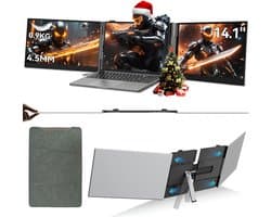 Portable Monitor - 1080p Laptop Met Dubbel Scherm - Ultra-Fin Protection Oculair Scherm - Zilver/Grijze - 36cm x 100 cm x 26 cm