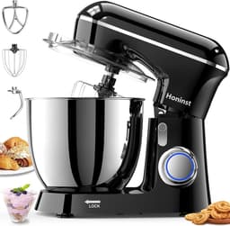 SnelShoppen - Keukenmachine 1400 W, Kneedmachine met Roestvrijstalen Kom van 6 Liter, 10+ P-niveaus, Deegmachine met Garde, Deeghaak en Spatbeschermin — thumbnail 1