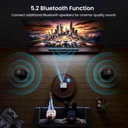 SnelShoppen - 4K Mini Projector, 1000 ANSI 1080P Full HD Smart Beamer met Dolby Audio, WiFi6, Bluetooth 5.2, Voice Control, Home Cinema met Netflix, P — thumbnail 4