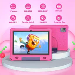 SnelShoppen - Kindertablet 10.1 inch - 64GB, 3GB RAM - Geschikt voor kinderen 3 jaar en ouder - Met games en ouderlijk toezicht - Roze - Met beschermi — thumbnail 4