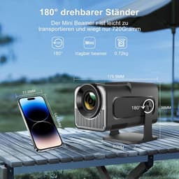 SnelShoppen - HY320 Mini Beamer, Full HD 1080p, Ondersteunt 4K, Draagbare Projector voor Thuisbioscoop, Wifi & Bluetooth, 180 Graden Draaibaar, Perfec — thumbnail 5