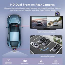 SnelShoppen - Draadloze Carplay & Android Auto met Dash Cam - 10.26" HD IPS Touchscreen, 4K Voor- en 1080P Achtercamera, Bluetooth Audio, GPS, Siri, L — thumbnail 2
