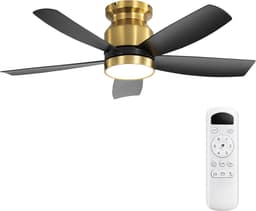 Ventilator Plafondventilator Met Verlichting – 106,68 cm – Omkeerbare DC-Motor – ABS – Zwart Goud – Met Afstandsbediening, Timer En 3 Lichtkleuren — thumbnail 1