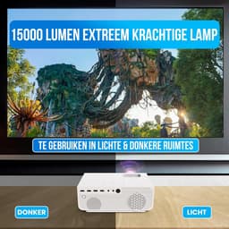 SnelShoppen - Mini Beamer 1080P Full HD - Draadloos Streamen - 15000 Lumen - Inclusief Projectiescherm en Tas - WiFi en Bluetooth - Perfect voor Feest — thumbnail 4