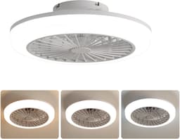 Ventilator FloraGrace – 46 cm Plafondventilator Met Verlichting – Dimbare Led – ABS – Wit – Afstandsbediening – Reversibel — thumbnail 5
