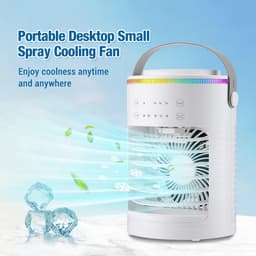 Draagbare mini-airco voor slaapkamers – Mini-luchtkoeler met ijsbakje & USB-ventilator – Voor thuis en op kantoor (Wit) — thumbnail 1