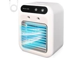 3 in 1 Mini Aircooler met Water - Mobiele Airco Zonder Afvoerslang – Tafelventilator - Mini Airco - Draagbare Airco - Mobiele Airco - 2 Snelheden - 2 Koelniveaus - Ventilator - Airconditioning - Persoonlijke Koelventilator voor Kamers & op de Camping
