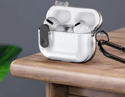 Dux Ducis PECL Hoesje Geschikt voor AirPods 4 met Aluminum Haak Transparant Blauw — thumbnail 2