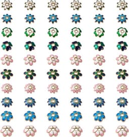 60 stuks vergulde bloemvormige emaille kralenkappen voor sieraden maken, ideaal voor het afwerken van kralen met een stijlvolle en duurzame uitstraling — thumbnail 2