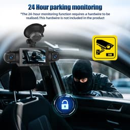 SnelShoppen - SIXTOP 360° 4-kanaals dashcam auto, 1080p camera's voor binnen en achter, 3 inch IPS-scherm, nachtzicht, 24-uurs parkeerbewaking, G-sens — thumbnail 5