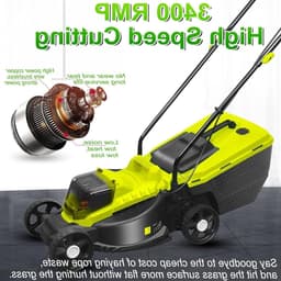 Elektrische Grasmaaier - Gazonmaaier Snoerloos - Gazon Onderhouden - Borstelloze Motor - 32 cm Maaibreedte - Groen — thumbnail 1