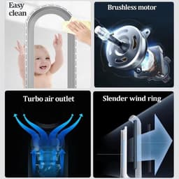 Bladloze Torenventilator - Staande Ventilator Zuiveraar - Frisse Lucht Creëren - Veilig Zonder Bladen - 58 cm - Blauw — thumbnail 2
