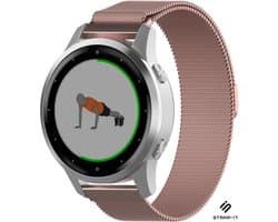 Strap-it Milanees Stalen Smartwatch Bandje 18mm – Luxe, verstelbaar & stijlvol – geschikt voor Garmin Venu 4s / Garmin Venu 3s / Garmin Venu 2s / Garmin Vivoactive 4s / Garmin Vivomove 3s - Roze
