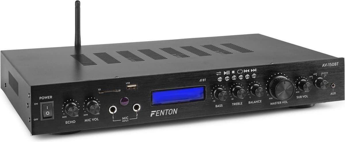 Surround versterker - Fenton AV-150BT - 5.1 versterker met Bluetooth 380W - Home cinema - Zwart — afbeelding 1